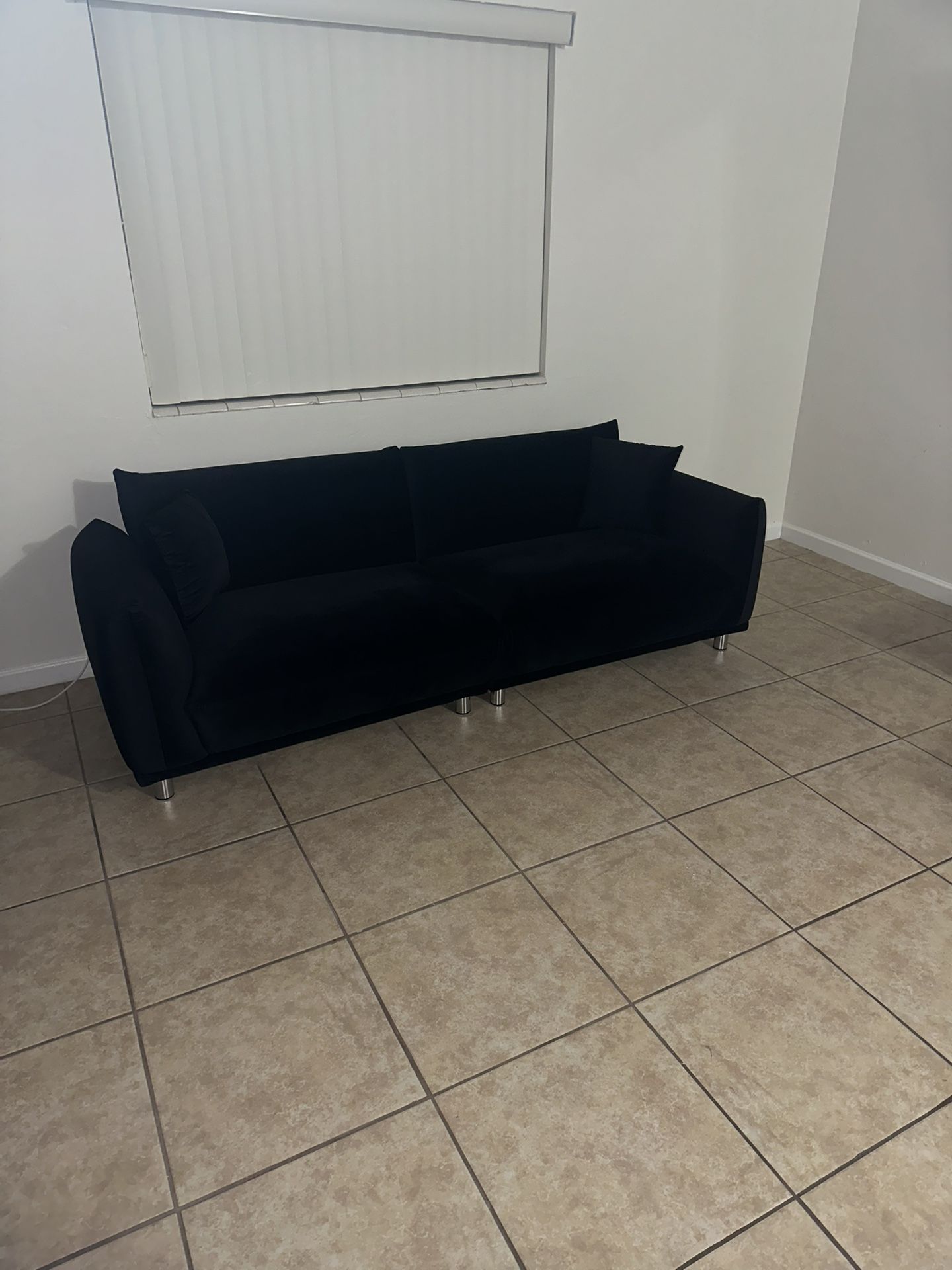 Luxurious Modern Black Velvet Sofa