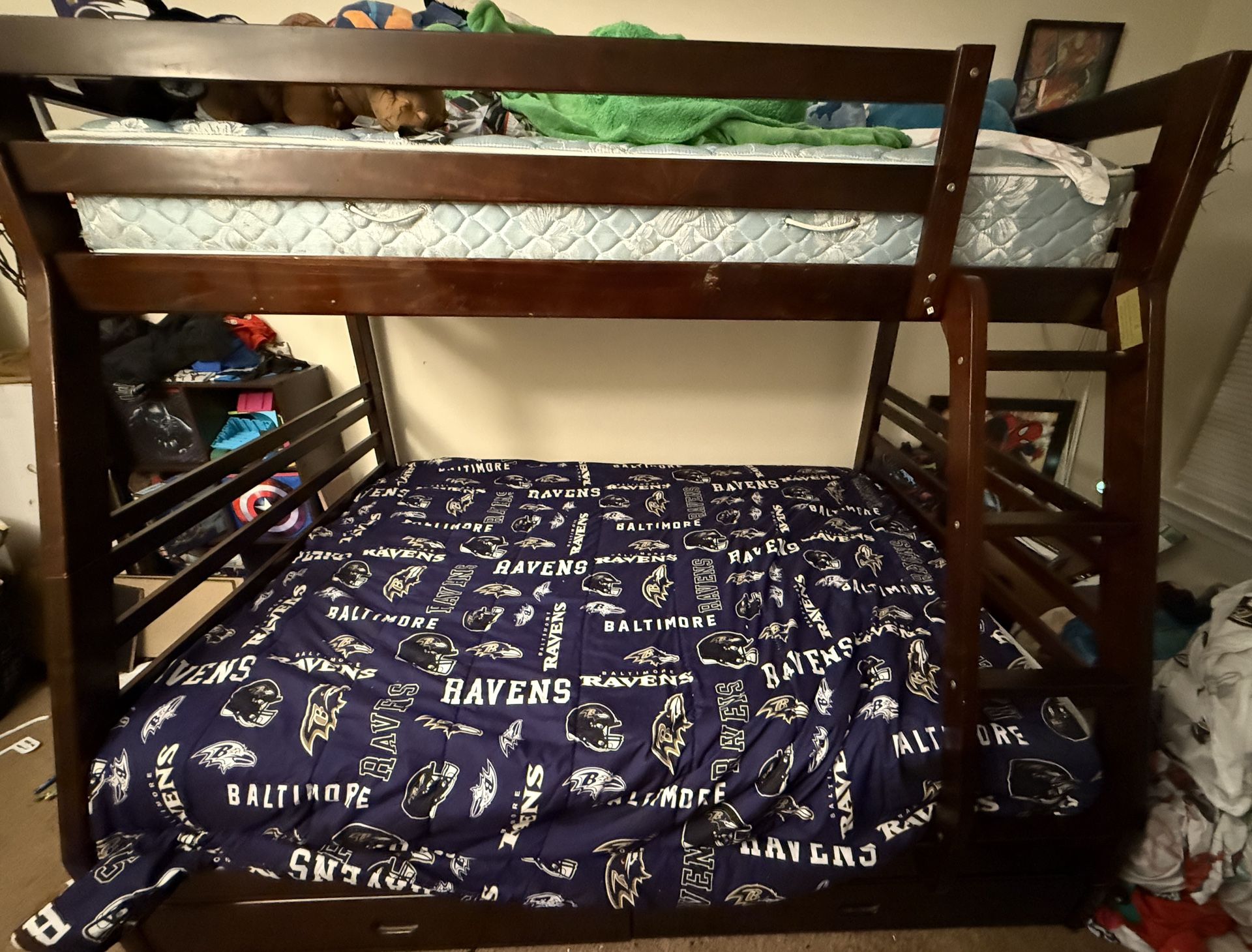 Bunk Bed Twin over Full w/ Storage and Ladder attached