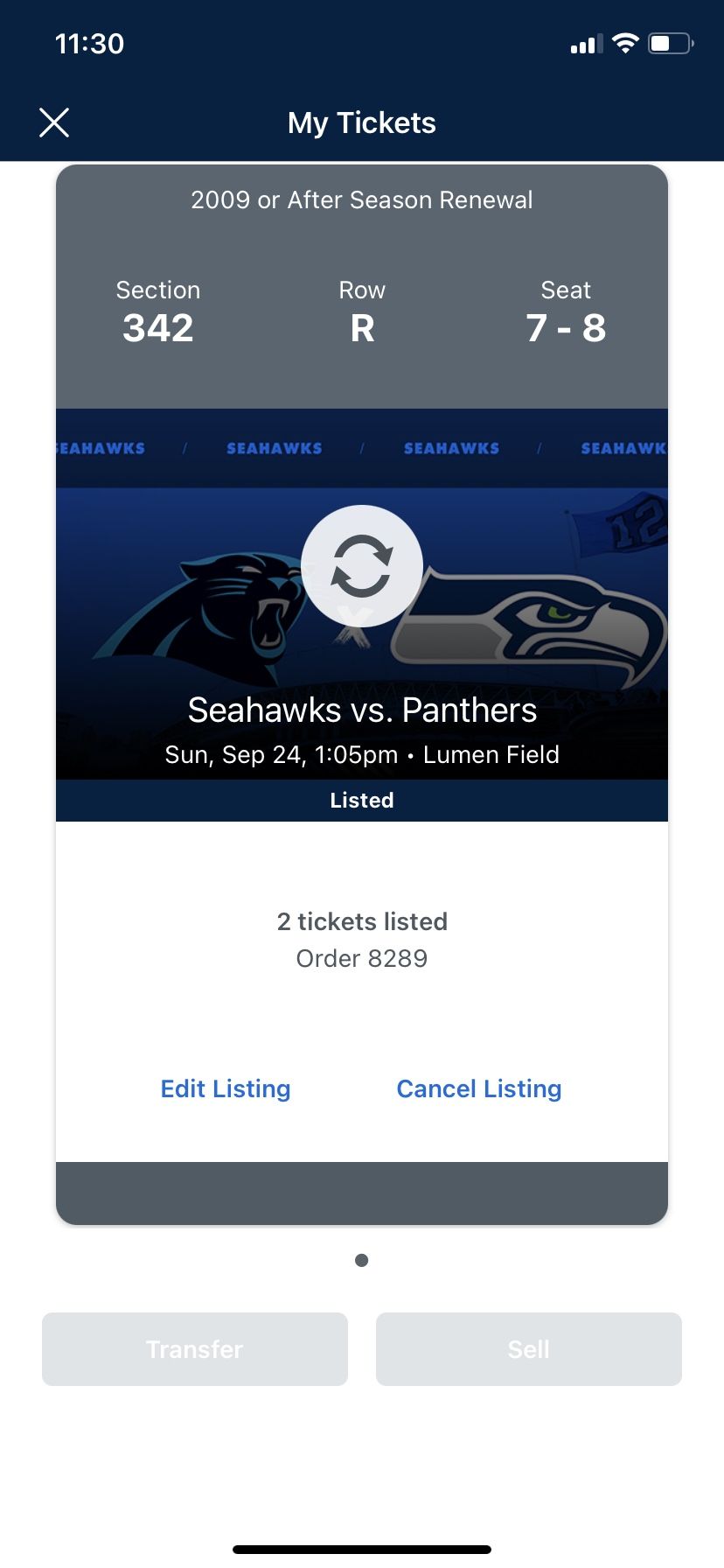 Seahawks Panthers Tickets