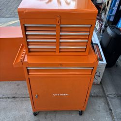 FIROMO 23 in. W x 11 in. D x 40 in. H Orange Metal Outdoor Storage Cabinet, Detachable 5-Drawer Tool Chest, Bottom Tool Cabinet