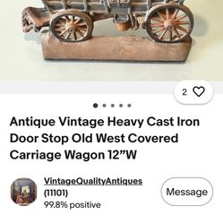Barn Fine Anti age Vintage Heavy Cast Iron Door Stop Old West Covered. Carriage Wagon 12” W