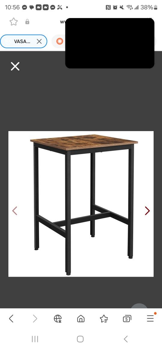 VASAGLE Bar Table, Small Kitchen Dining Table, High Top Pub Table, Height Cocktail Table For Living Room Party, Sturdy Metal Frame, 23.6 X 23.6 X 36.2