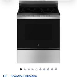 Crisp Mode 30-in Glass Top 5 burners 5.3-cu ft Freestandina Electric Rande (Stainless Steel)