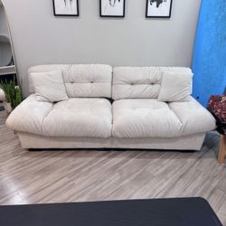 Cloud Modular Sectional Sofa, 89" Scrub Velvet Minimalist Sofa Couch