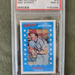 MIKE SCHMIDT 1982 Kellogg's #16 PSA Graded Card MINT 9 MLB Philadelphia Phillies