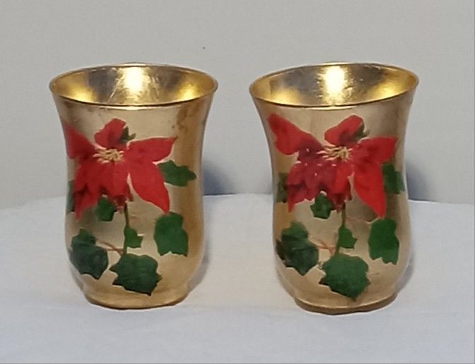 Christmas Poinsettia Candle Vase(set of 2)