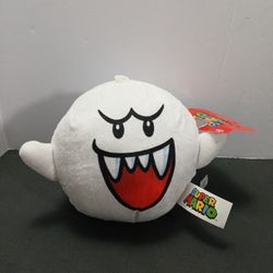 Super Mario Ghost Boo Stuffed Animal 8" Tall White 2023 Nintendo NWT