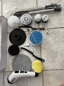 Electric Spin Scrubber, Cordless Bathroom Cleaning Brush, 8 Heads, 54in Handle - New
