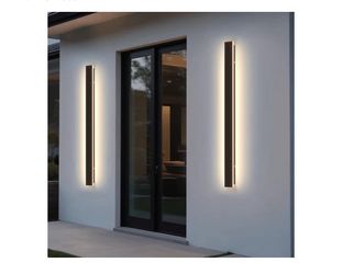 31.5Inch Modern Outdoor Wall Light, 3000K-6000K Black LED Dimmable IP65 Waterproof with Remote