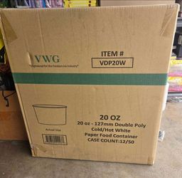 VWG 20 oz White Paper Food Containers Case