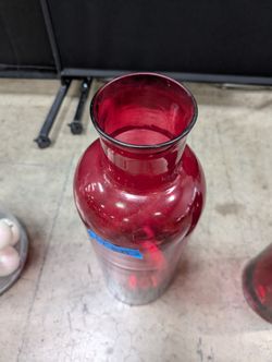 Tall Red Glass Cylinder Vase