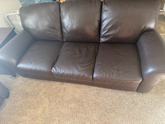 Brown Leather couch + Loveseat