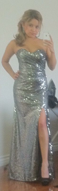 Formal sequin silver sweatheart dress