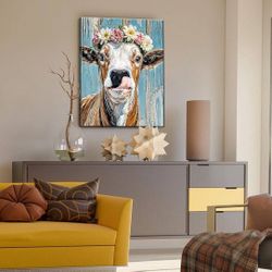 JOOZ Framed Canvas Diamond Art Kits for Adults - 5D Cow Diamond Painting Kits for Adults, DIY Full Drill Diamond Art Cow, Gem Art for Adults for Home 