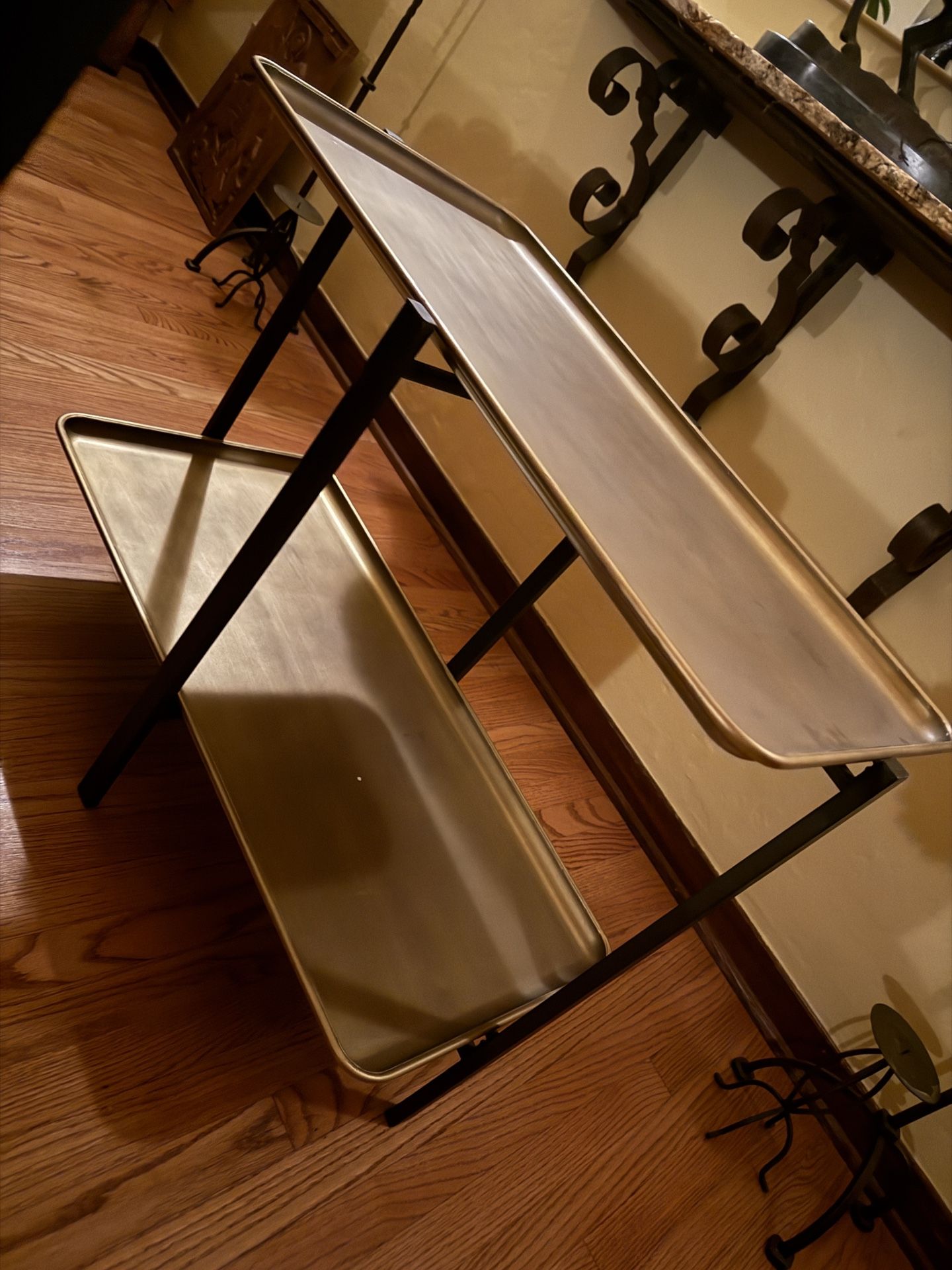 Brass And black Base Side Table Bar Cart NEW