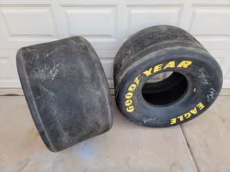 NHRA Goodyear Eagle Slick Drag Racing Dragster Autographed Race Tires