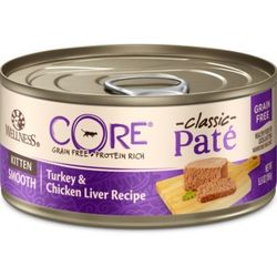 Wellness Core Turkey & Chicken Liver Classic Paté Smooth Kitten Wet Cat Food Cans 5.5oz (8)