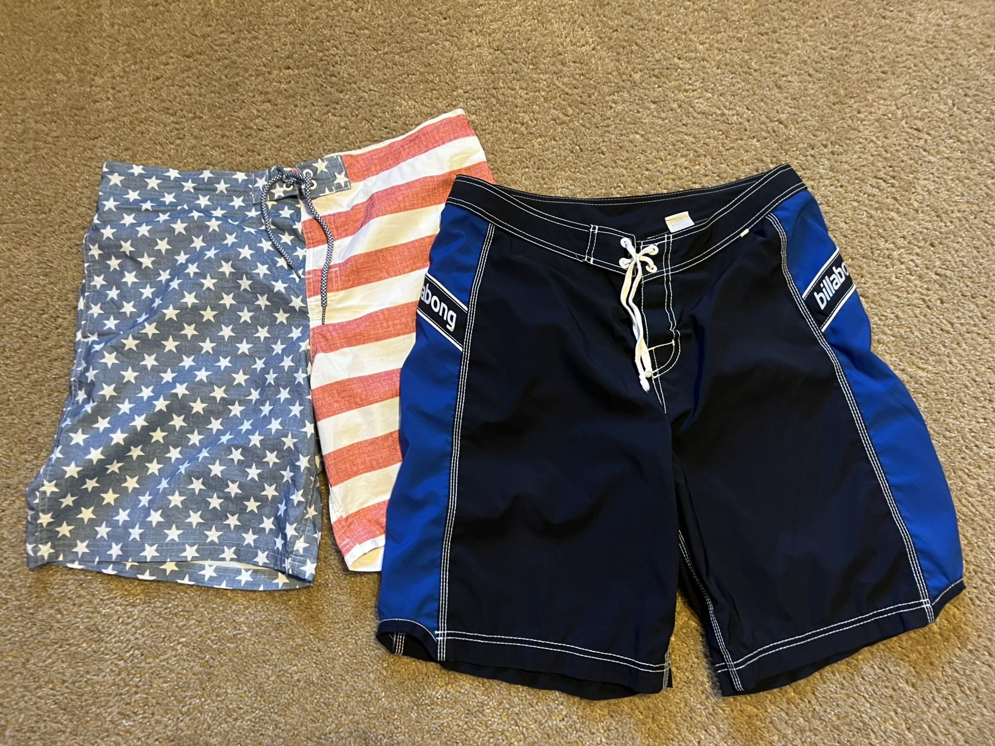 SWIM SHORTS Swimming Trunks / 2 Pairs BILLABONG & USA Men’s XL X-Large Excellent Condition