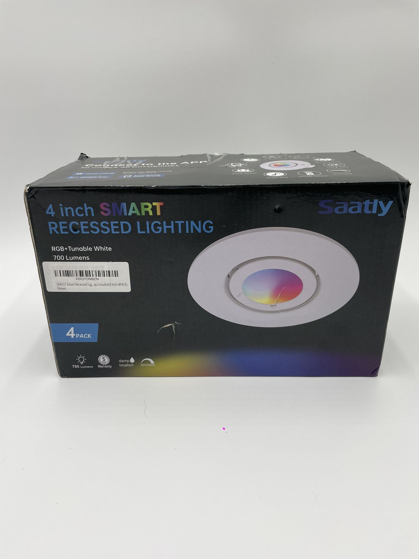 4-Pack Saatly 4-Inch Smart RGB Recessed Lighting - App & Voice Control Compatible