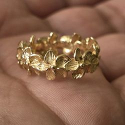 14K Hawaiian Plumeria Flower Band 
