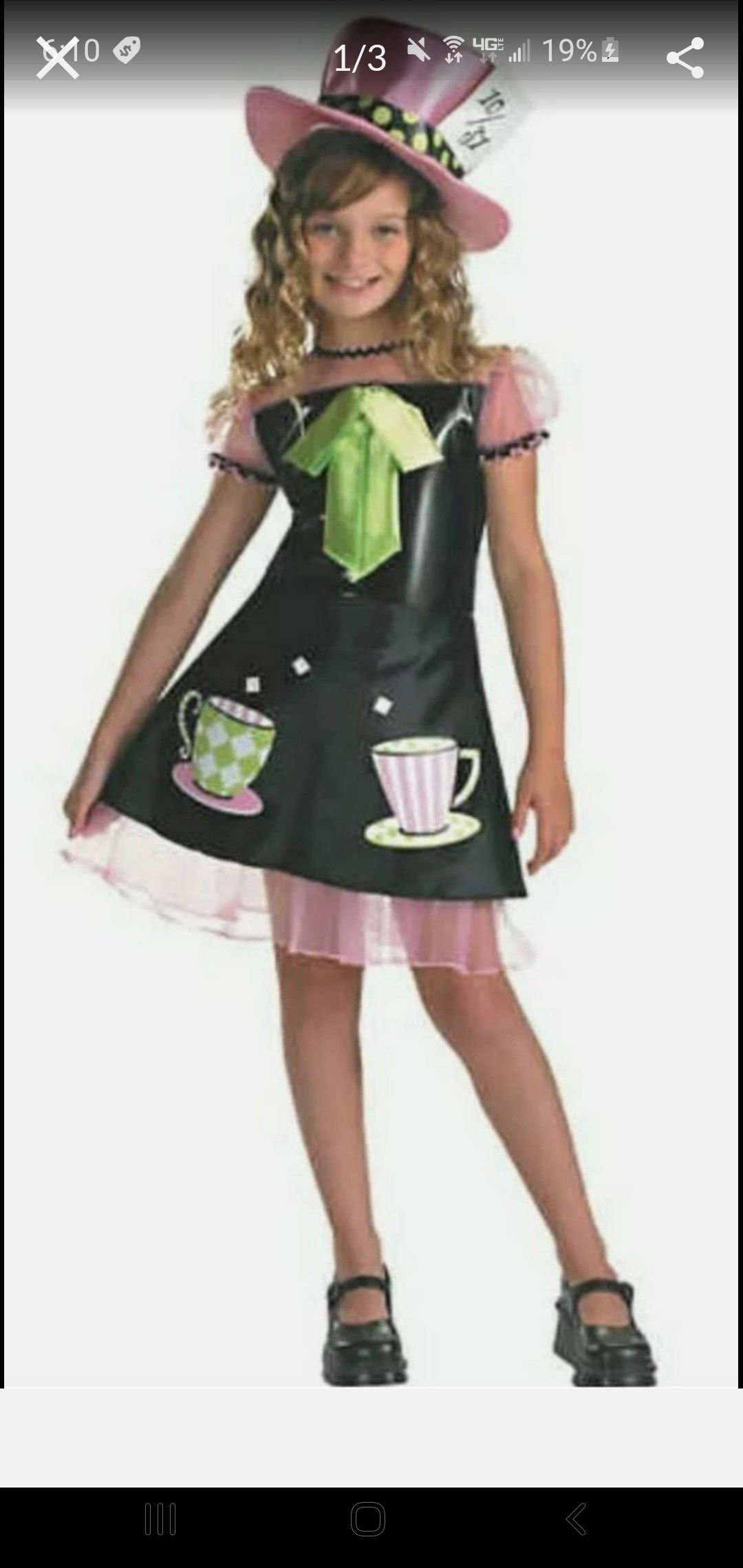 Mad Hatter Child Girls Costume Pink Sleeves & Petticoat Fancy Dress Disguise