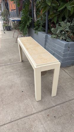 Vintage wood marble top side table