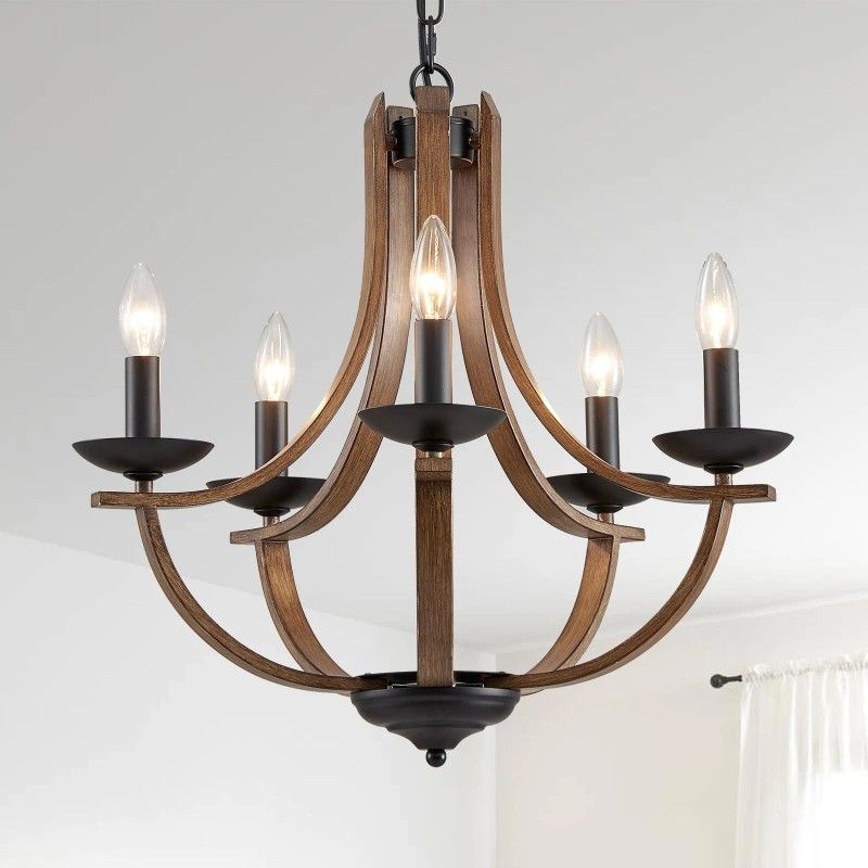 NEW RUSTIC 5 CANDLE CHANDELIER