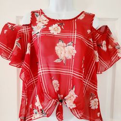 Red Floral M/L Blouse