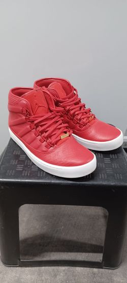 Jordan Mid-Top Red Sneakers with Gold Detail