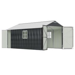 Patiowell 12x20 ft Metal Shed Outdoor Garage with Double Doors & Windows,