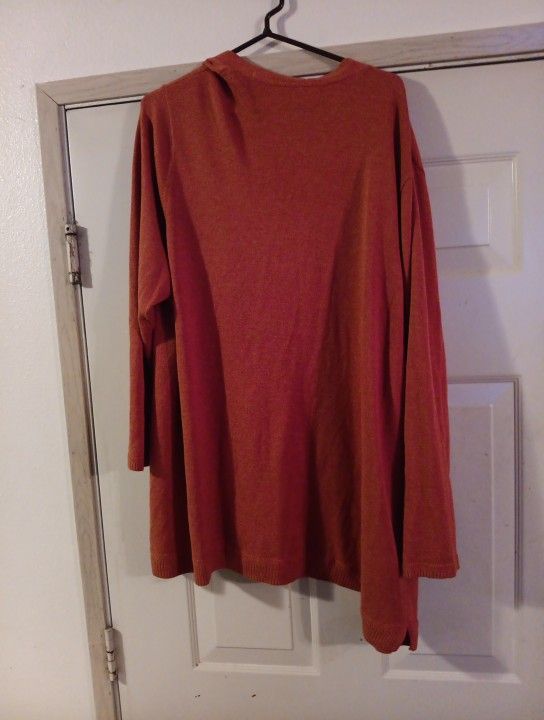 Women's 3X Orange Soft Cardigan Jumper Sweater