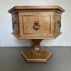 Midcentury Hexagon Burlwood Side Table