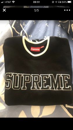 Supreme SS17 Felt Shadow Crewneck Black sweater