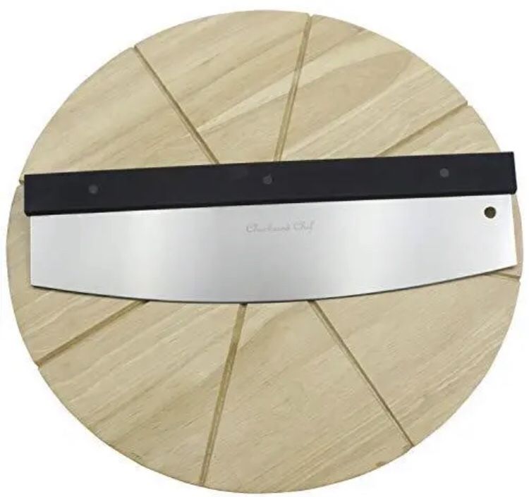 Checkered Chef Pizza Cutter & Wooden Board