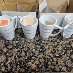 Vintage Frank Lloyd Wright Collection 10 Oz Porcelain Mugs, Brand New!
