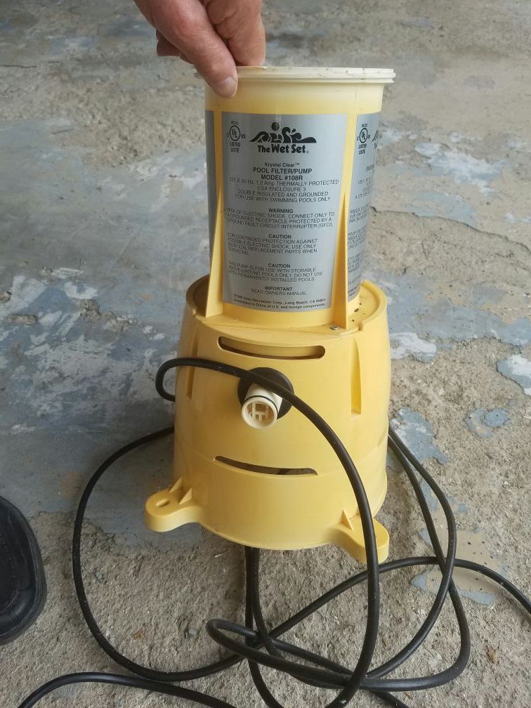 The wet set pool filter pump with hose etc