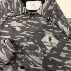 Dutch Bros Coffee Manager Exclusive black and grey Camo Windbreaker Coat Mens XS