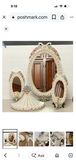 Home Interior Vintage ornate roses mirror setVictorian