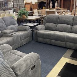 3Pieces Sofa, Love Seat And Chair Recliner Set 