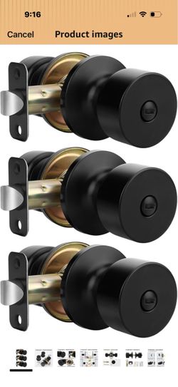 Goldenwarm Black Door Knobs Interior, Privacy Door Knob for Bedroom 3 Pack Interior Door Knobs Adjustable Latch, Easy install, Smooth Turning, Reversi