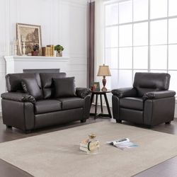 SOFA Faux Leather Loveseat and Chair,Ultimate Comfort Couch for Living Room,Lounge Room-Morden Fort