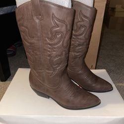 Soda RENO-S Western Cowboy Pointed Toe Knee High Pull On Tabs Boots