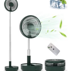 Primevolve Portable Oscillating Standing Fan,Rechargeable Battery Operated USB Floor Table Desk Fan with Remote, Bedroom Camping Travel Fans Green 7.7