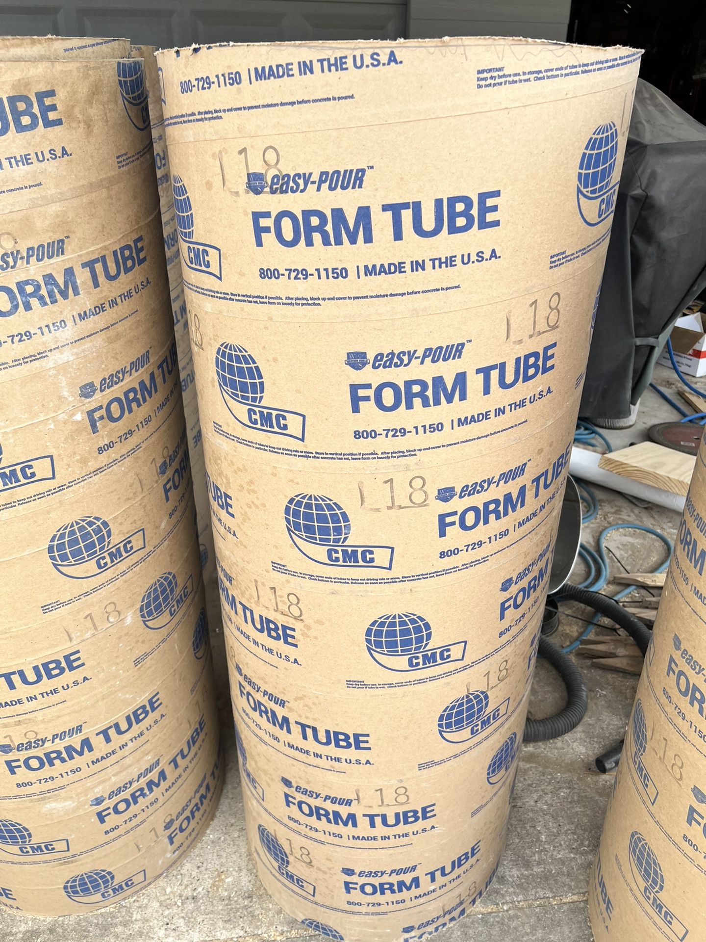 14- 4 Foot Round SonoTube 18 Inch Round Concrete Tube