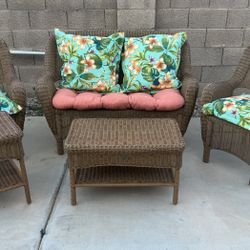 5 pieces hampton bay wicker patio furniture with cushion 