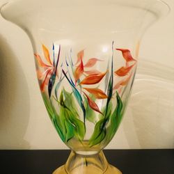 Vintage Large Painted Glass Planter 