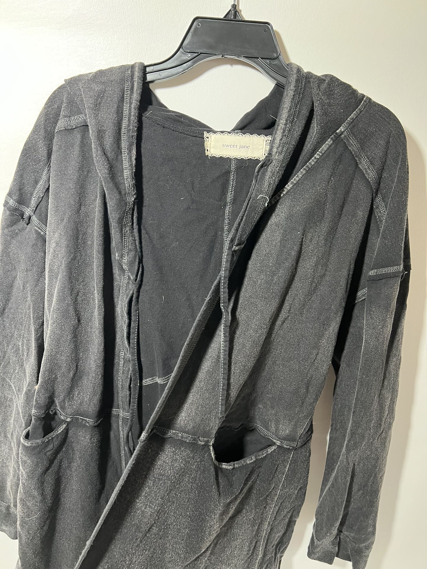 Sweet Jane Size S Small Hoodie Robe Light Jacket Grey Womans