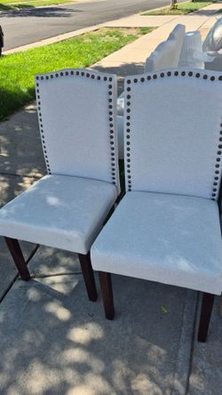Set of 2 Upholstered Dining Chairs with Nailhead Trim