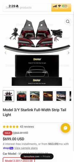 Tesla Model 3/Y Starlink Tail Lights