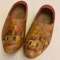 Wooden Clogs - Vintage Hand Crafted From Holland - 